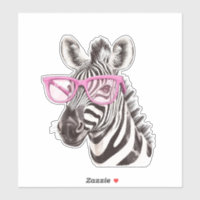 Zebra mit rosa Brillen, kundenspezifisch geschnitt