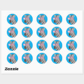 Zebra mit rosa Brillenaufkleber D. Blue Background Runder Aufkleber (Blatt)