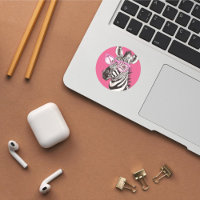 Zebra mit rosa Brillenaufkleber