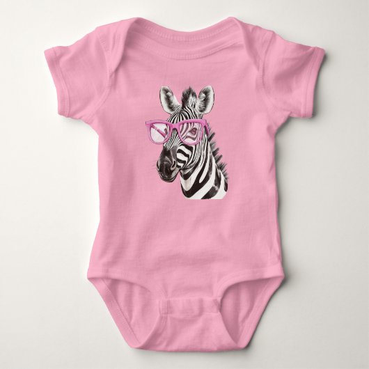 Zebra mit rosa Brillenfarben, Bodysanzüge und 1-St Baby Strampler (Vorderseite)