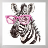 Zebra mit rosa Brillenposter Poster (Vorne)