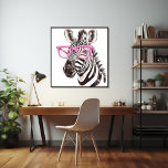 Zebra mit rosa Brillenposter Poster<br><div class="desc">Zebra mit Pink Glasses Poster-KI-Design</div>