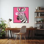Zebra mit rosa Brillenposter Poster<br><div class="desc">Zebra mit rosa Brillen Poster Pink Hintergrund KI Design</div>