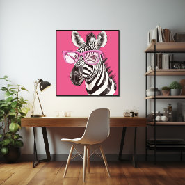 Zebra mit rosa Brillenposter Poster