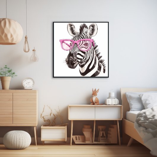 Zebra mit rosa Brillenposter Poster