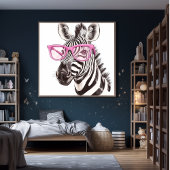 Zebra mit rosa Brillenposter Poster