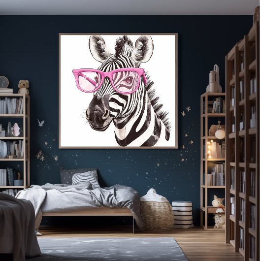Zebra mit rosa Brillenposter Poster
