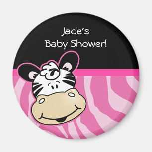 Zebra mit rosa Zebra Streifen Baby Dusche Gefallen Magnet