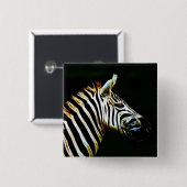 Zebra mit schwarz-weißen Streifen in Afrika Button (Vorne & Hinten)