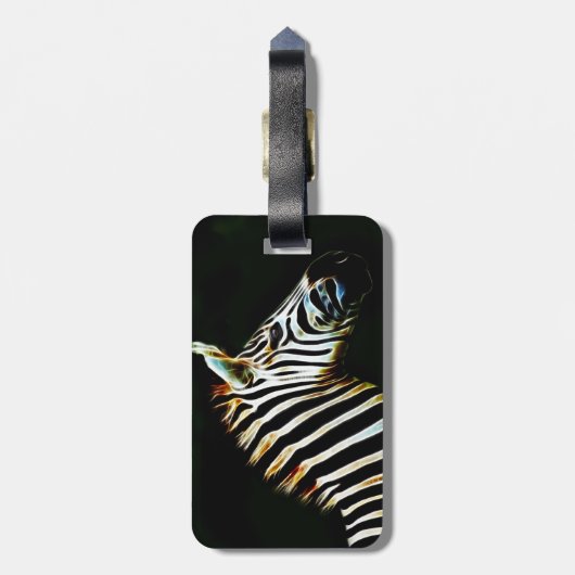 Zebra mit schwarz-weißen Streifen in Afrika Gepäckanhänger (Rückseite vertikal)