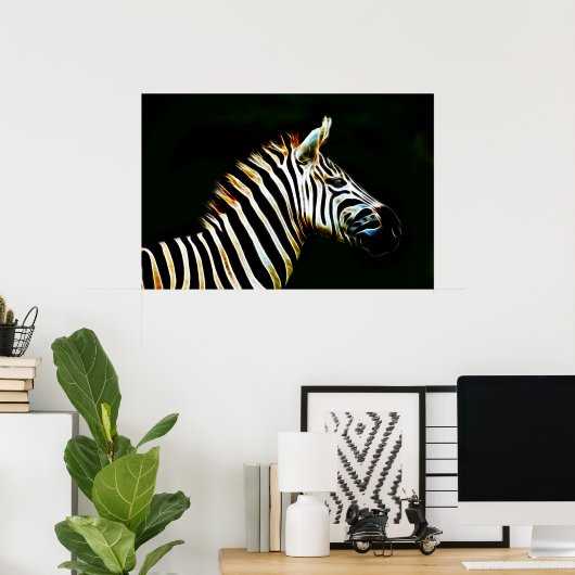 Zebra mit schwarz-weißen Streifen in Afrika Poster (Heimbüro)