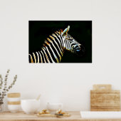 Zebra mit schwarz-weißen Streifen in Afrika Poster (Küche)