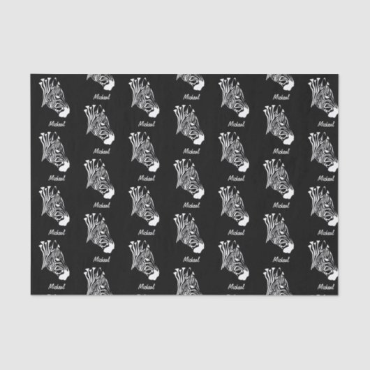 Zebra mit Twisted White Stripes Silhouette Seidenpapier (Vorderseite)