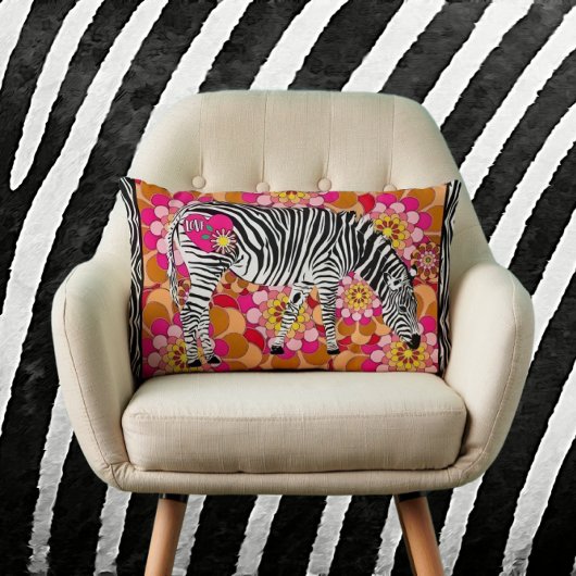Zebra mit Vintagen Mod-Blume Kissen