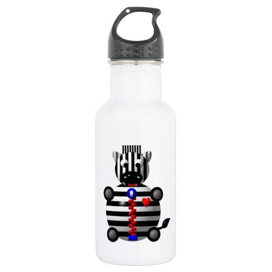 Zebra mit Zipper Edelstahlflasche (Vorderseite)