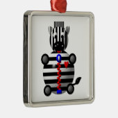 Zebra mit Zipper Silbernes Ornament (Rechts)