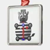 Zebra mit Zipper Silbernes Ornament (Links)