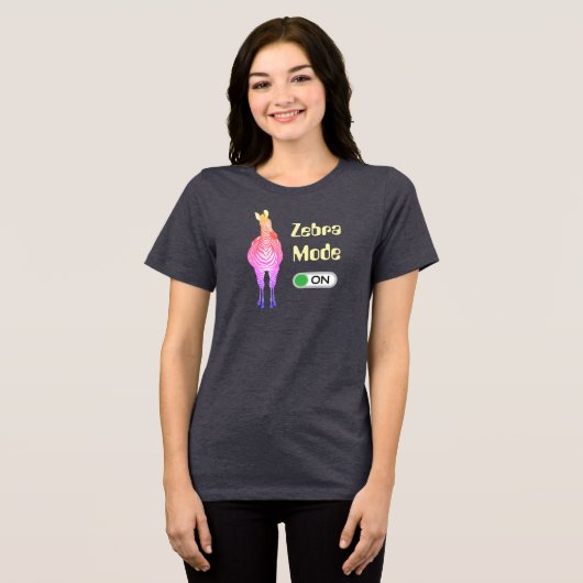 Zebra-Modus EIN, Regenbogenstreifen anpassbare Far Tri-Blend Shirt (Vorderseite voll)
