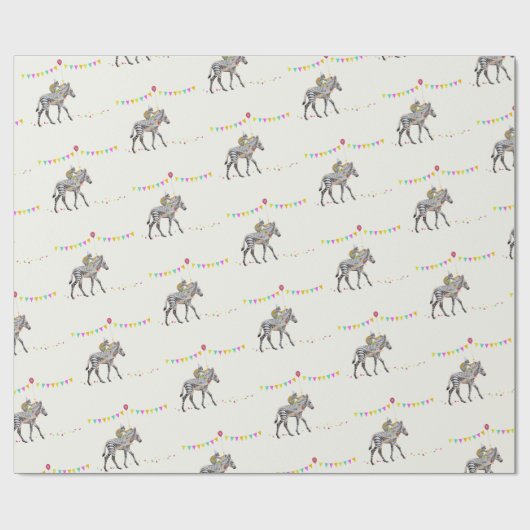 Zebra Monkey Balloon Party gift wrapping paper Geschenkpapier (Flach)