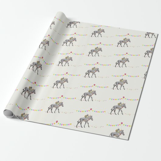 Zebra Monkey Balloon Party gift wrapping paper Geschenkpapier (Ungerollt)