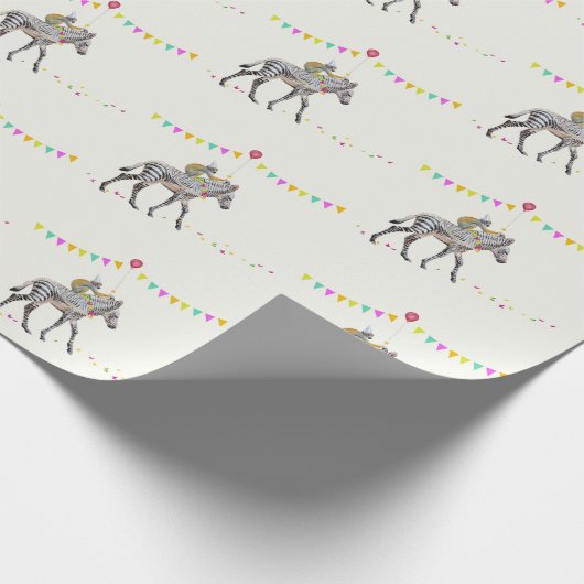 Zebra Monkey Balloon Party gift wrapping paper Geschenkpapier (Ecke)