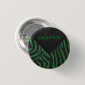 Zebra Monogram Black and Green Print Button (Vorne & Hinten)