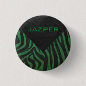 Zebra Monogram Black and Green Print Button (Vorderseite)
