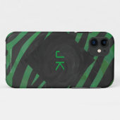 Zebra Monogram Black and Green Print Case-Mate iPhone Hülle (Rückseite (Horizontal))