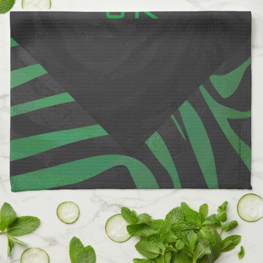 Zebra Monogram Black and Green Print Geschirrtuch (Gefaltet)