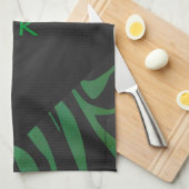 Zebra Monogram Black and Green Print Geschirrtuch (Viertel Falte)