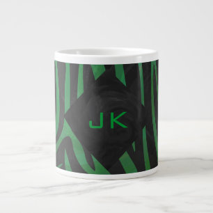 Zebra Monogram Black and Green Print Jumbo-Tasse