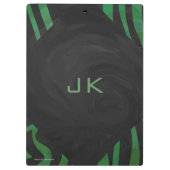 Zebra Monogram Black and Green Print Klemmbrett (Rückseite)