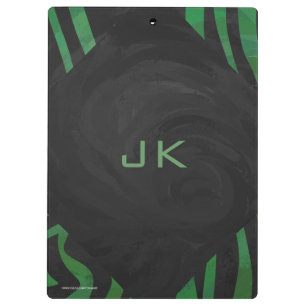 Zebra Monogram Black and Green Print Klemmbrett