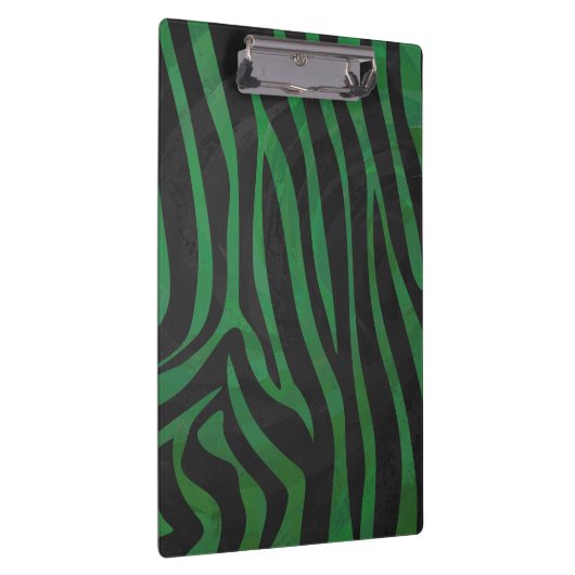 Zebra Monogram Black and Green Print Klemmbrett (Rechts)