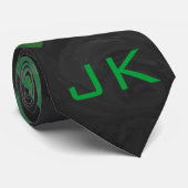 Zebra Monogram Black and Green Print Krawatte (Gerollt)