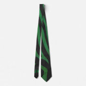 Zebra Monogram Black and Green Print Krawatte (Rückseite)