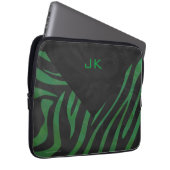 Zebra Monogram Black and Green Print Laptopschutzhülle (Vorne Rechts)