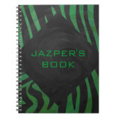 Zebra Monogram Black and Green Print Notizblock (Vorderseite)