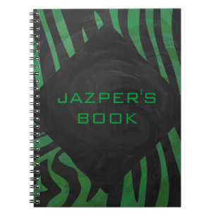 Zebra Monogram Black and Green Print Notizblock