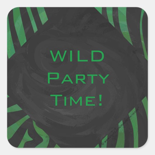 Zebra Monogram Black and Green Print Quadratischer Aufkleber (Vorderseite)