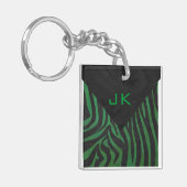 Zebra Monogram Black and Green Print Schlüsselanhänger (Vorderseite links)