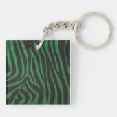 Zebra Monogram Black and Green Print Schlüsselanhänger (Rückseite)