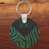 Zebra Monogram Black and Green Print Schlüsselanhänger (Vorderseite)