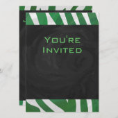 Zebra Monogram, Grün und Weiß Einladung (Vorne/Hinten)