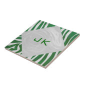 Zebra Monogram, Grün und Weiß Fliese (Seite)