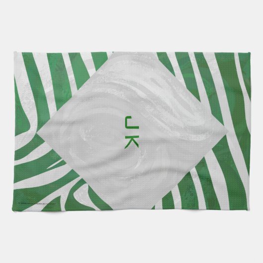 Zebra Monogram, Grün und Weiß Handtuch (Horizontal)