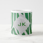 Zebra Monogram, Grün und Weiß Jumbo-Tasse (Vorderseite)