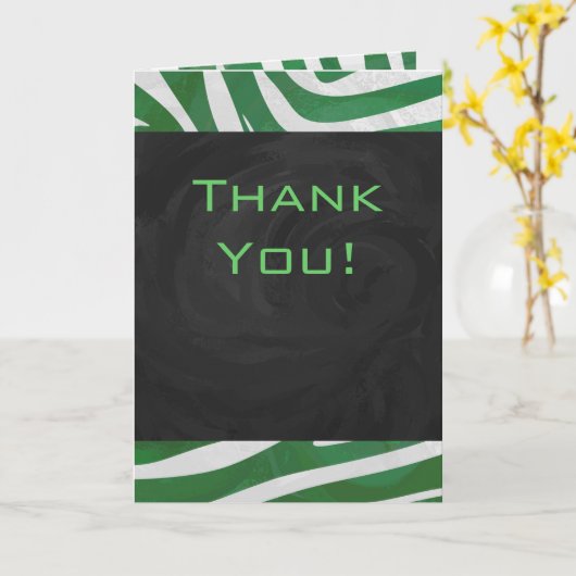 Zebra Monogram, Grün und Weiß Karte (Gelbe Blume)