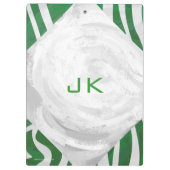 Zebra Monogram, Grün und Weiß Klemmbrett (Rückseite)