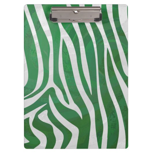Zebra Monogram, Grün und Weiß Klemmbrett (Vorderseite)